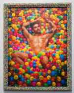 Marc Jacobs in Pierre and Gilles’ “Funny Balls” at the Armory Art Show, photographed by Rebecca smeyne.